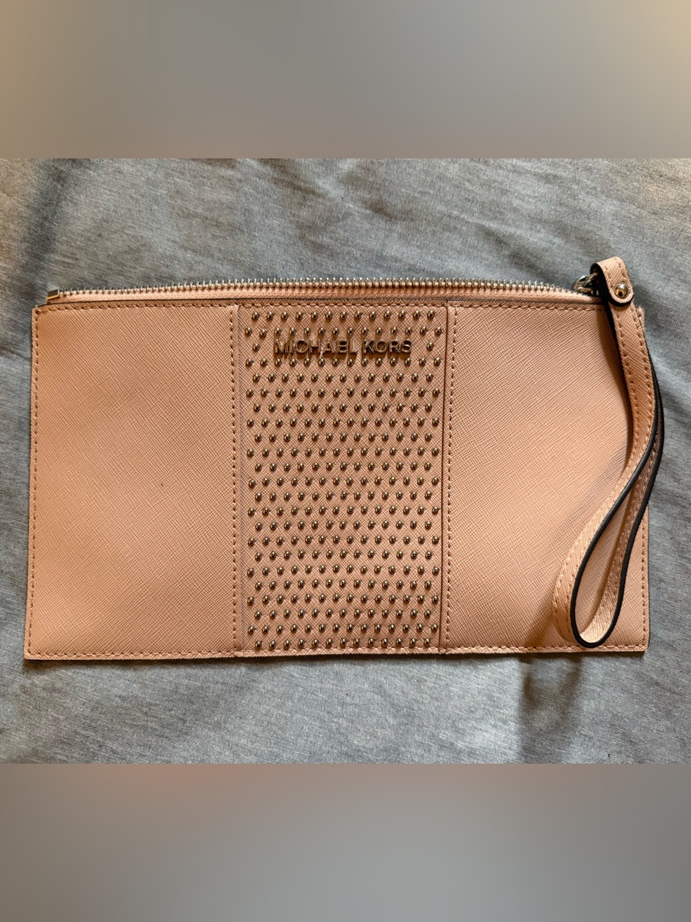FREE WITH PURCHASE OVER $50 Michael Kors Blush Pink Studded Saffiano Wristlet